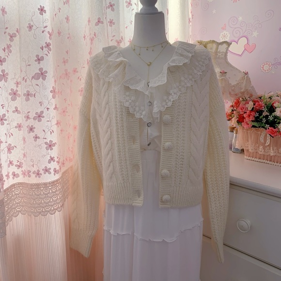 💜&Other stories Cropped Cable Knit Cardigan - Picture 6 of 8